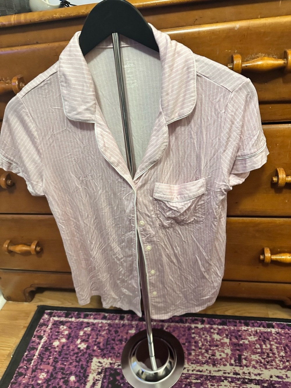 Auden Light Pink Striped Short-Sleeve Button-Down pajama set